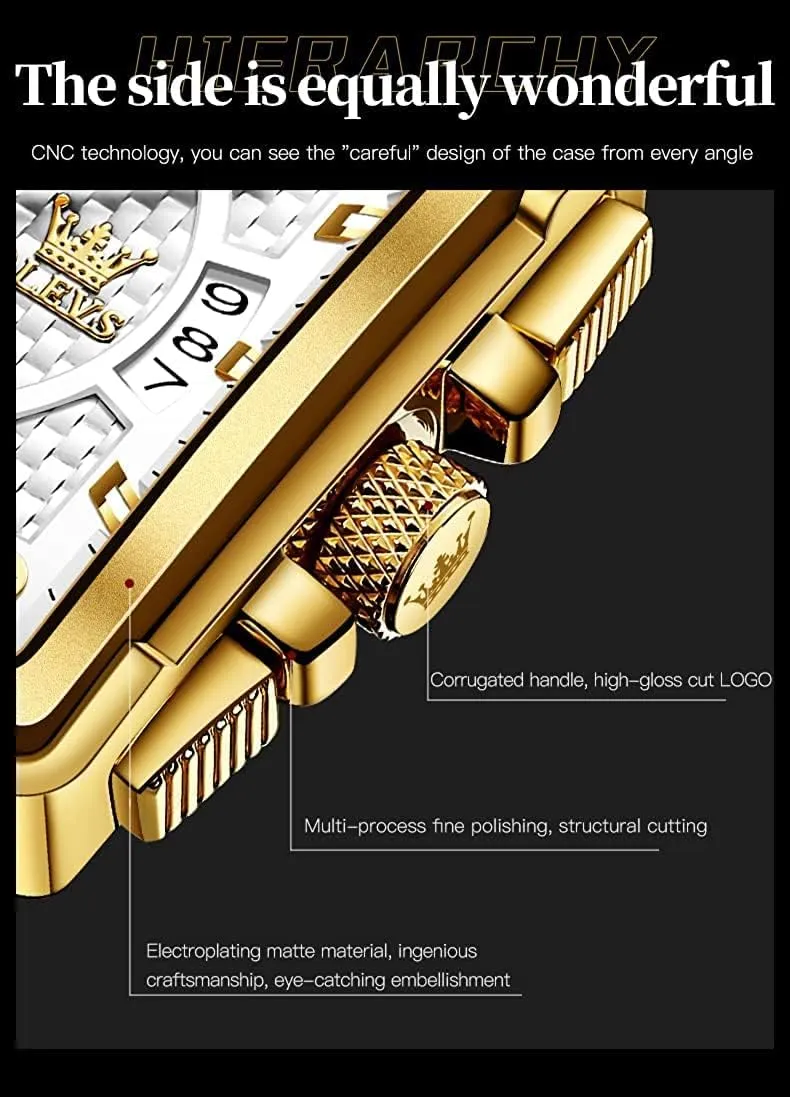 Leather Fashion Dress Watch Date Waterproof Luminous Casual Square locally surpass yoke vaccinate basic comprehensive Business Wrist Watches OLEVS Watches for Men Quartz Chronograph 