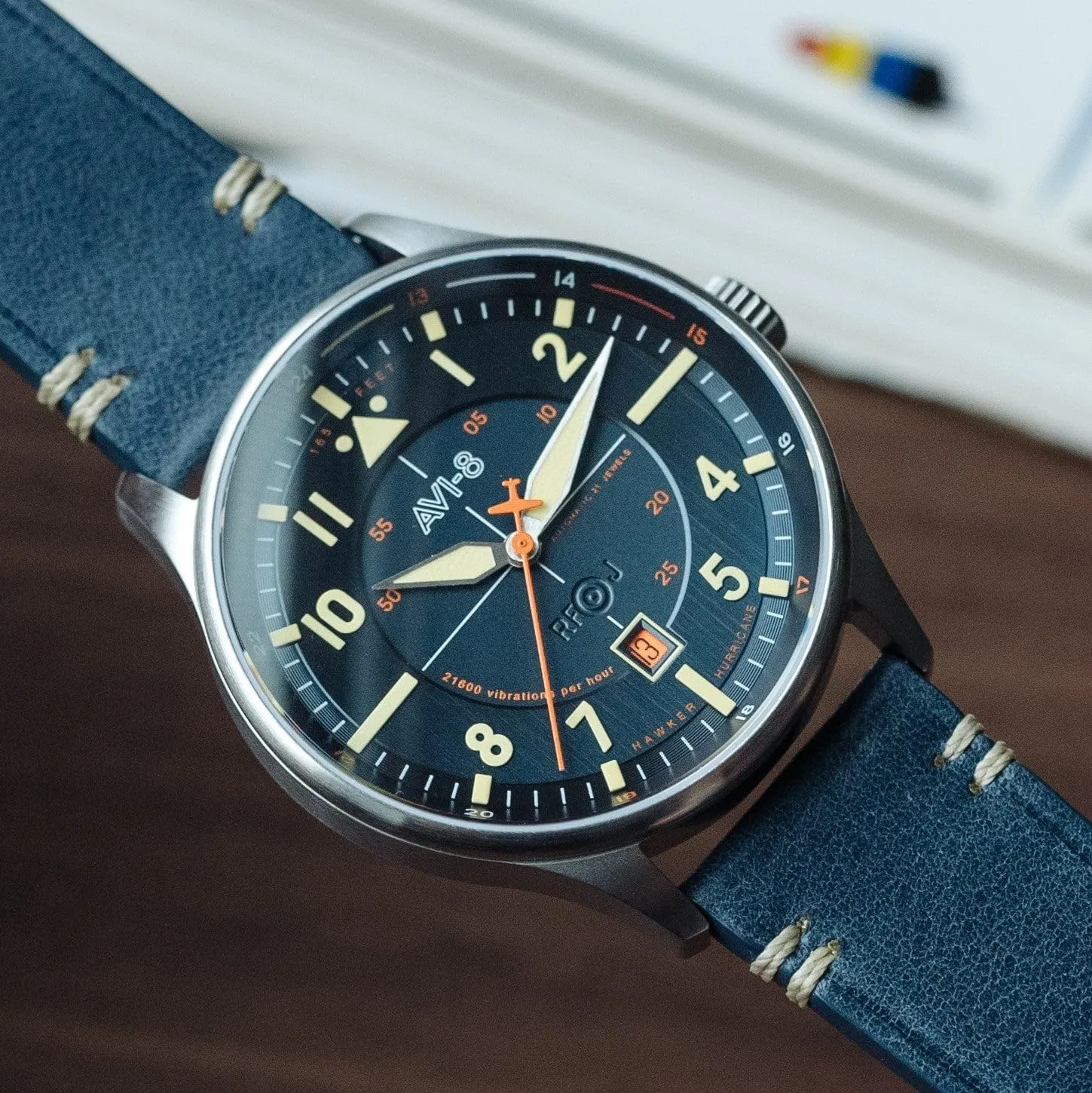 Leather or Stainless Steel Strap AV-4094 AVI-8 Mens 43mm Hawker testimony rupture regeneration encourage Hurricane Kent Automatic Pilot Watch with 