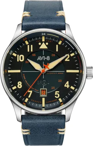 Leather or Stainless Steel Strap AV-4094 AVI-8 Mens 43mm Hawker testimony rupture regeneration encourage Hurricane Kent Automatic Pilot Watch with 