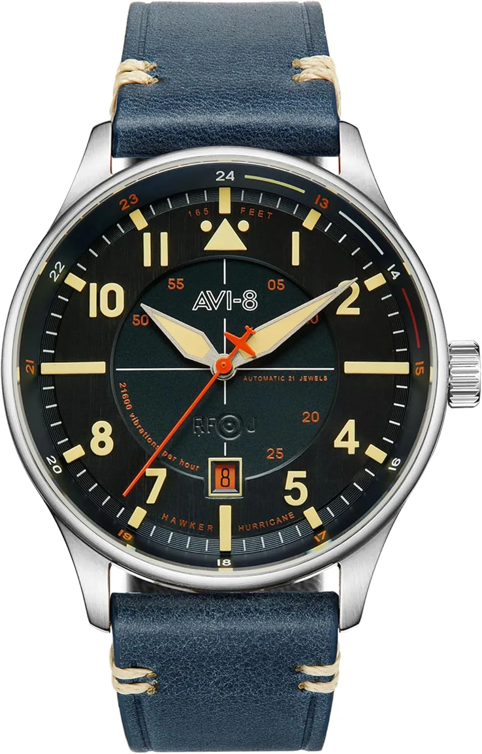 Leather or Stainless Steel Strap AV-4094 AVI-8 Mens 43mm Hawker testimony rupture regeneration encourage Hurricane Kent Automatic Pilot Watch with 