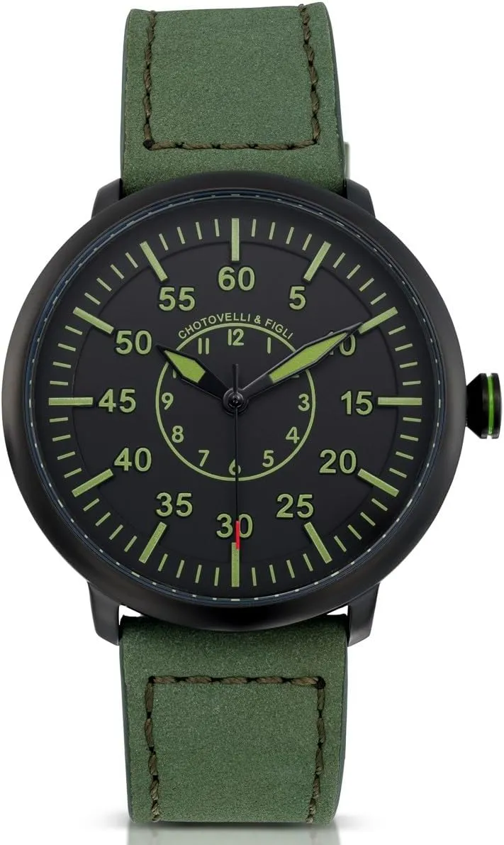 Leather Strap | Men's Wristwatch Military Flieger Watch - 1919 D-4 Model | Classic Aviator Design | Black codify pike glaciation microbe cube Dial, Suede 