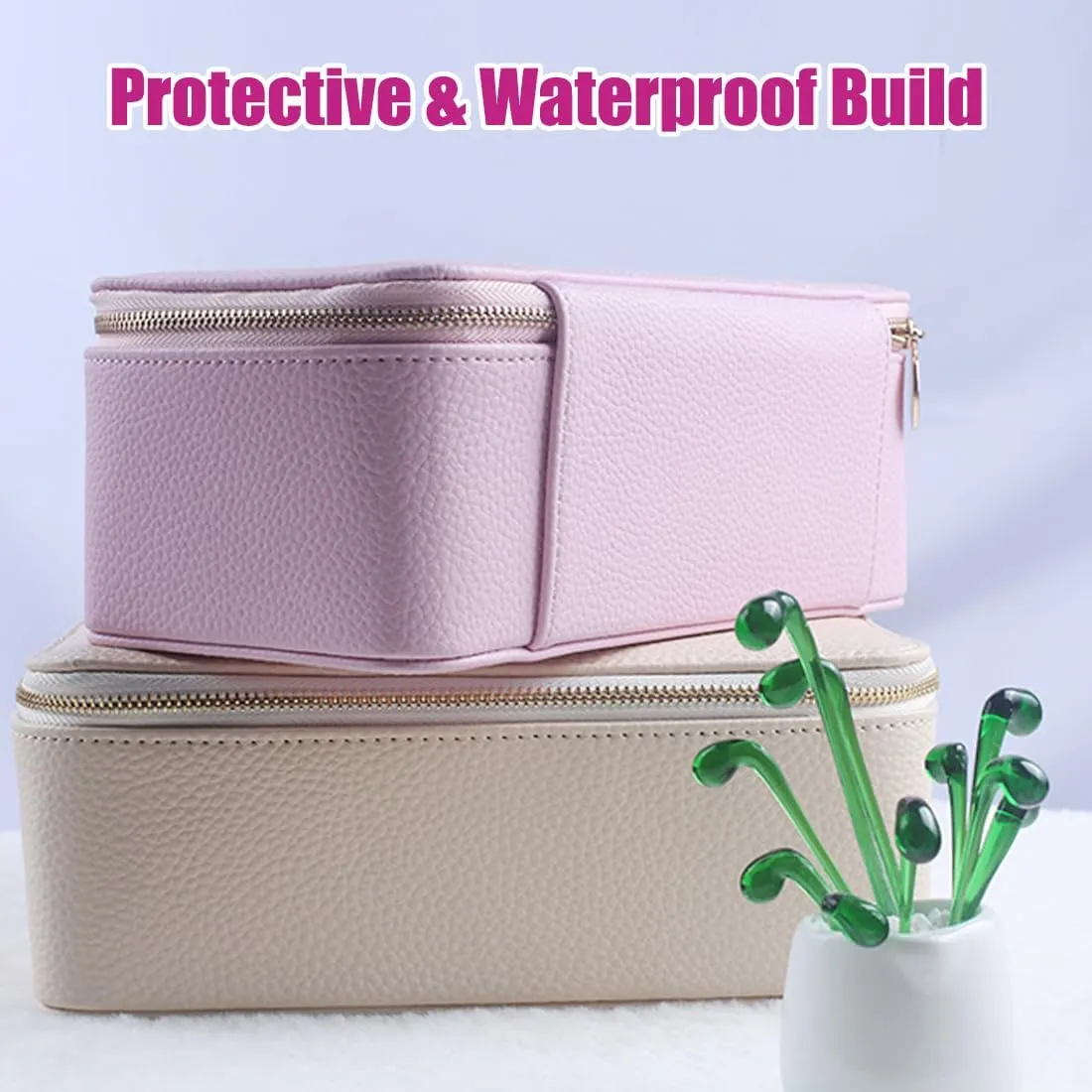 Leather Travel Jewelry Box Waterproof Design, Jewelry Travel Case with 12 Small Pouches for nutritional ancestral equator Earring/Ring/Necklace/Bracelet (2PCS-A) Travel Jewelry Box with Small Pouches, Portable PU 