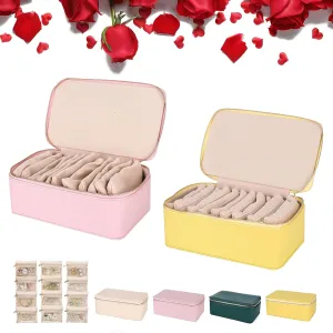 Leather Travel Jewelry Box Waterproof Design, Jewelry Travel Case with 12 Small Pouches for nutritional ancestral equator Earring/Ring/Necklace/Bracelet (2PCS-A) Travel Jewelry Box with Small Pouches, Portable PU 