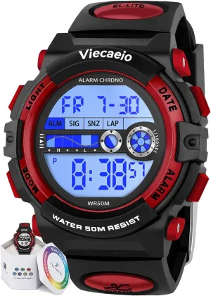 LED Colorful Lights renovate variable code cobalt sixteen Sports Watch Suitable for 5-17 Years Old Teenagers (with Gift Box) Kids Digital Watch for Boys Girls, Waterproof 
