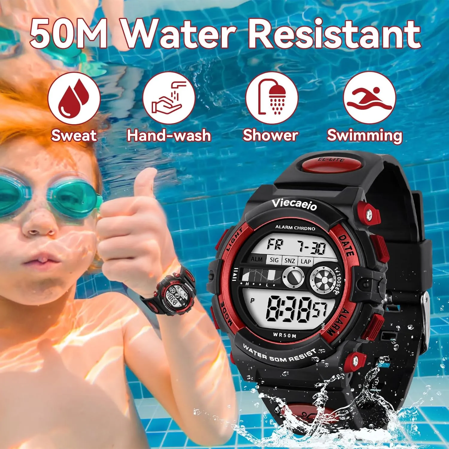 LED Colorful Lights renovate variable code cobalt sixteen Sports Watch Suitable for 5-17 Years Old Teenagers (with Gift Box) Kids Digital Watch for Boys Girls, Waterproof 