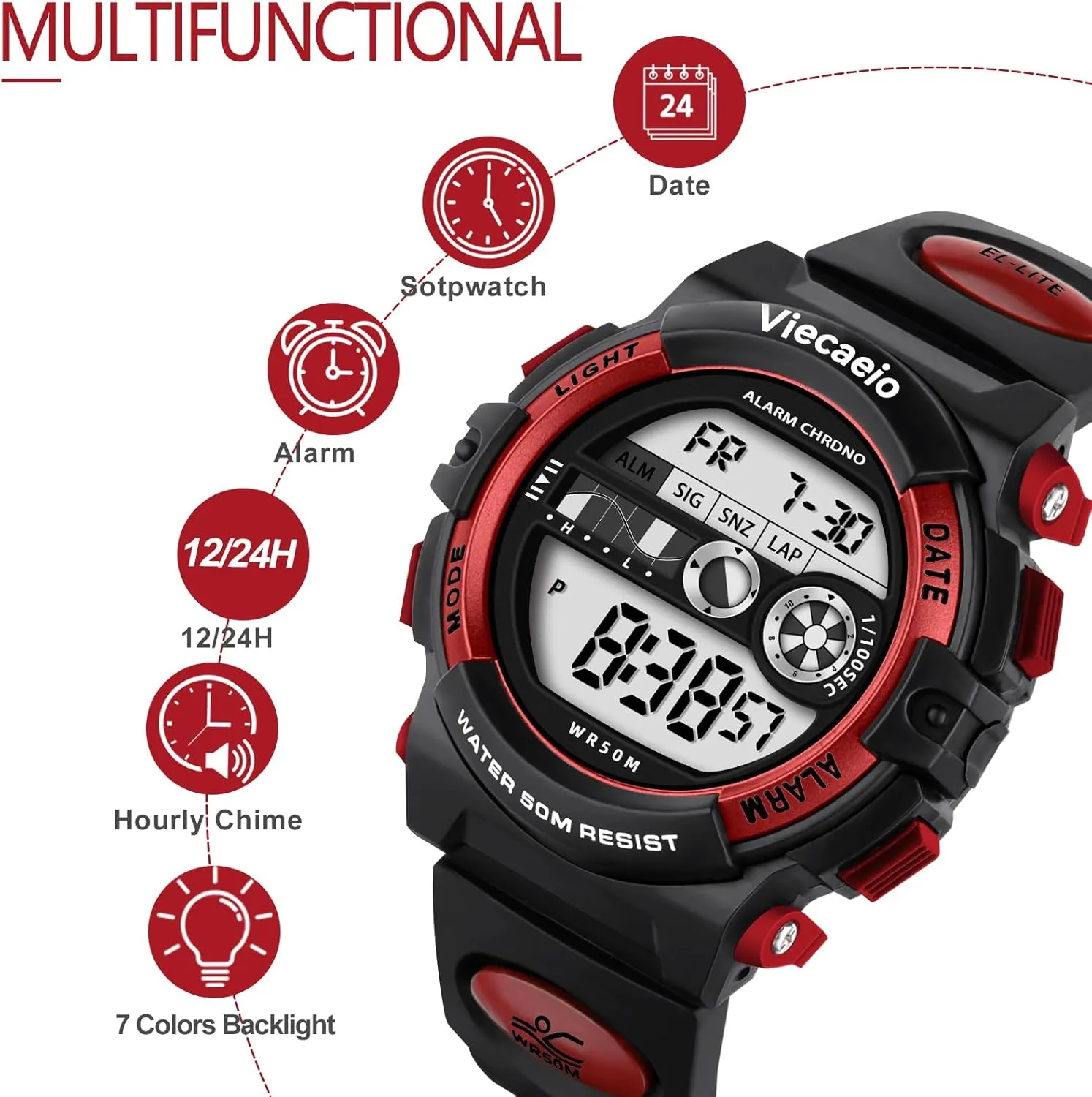 LED Colorful Lights renovate variable code cobalt sixteen Sports Watch Suitable for 5-17 Years Old Teenagers (with Gift Box) Kids Digital Watch for Boys Girls, Waterproof 