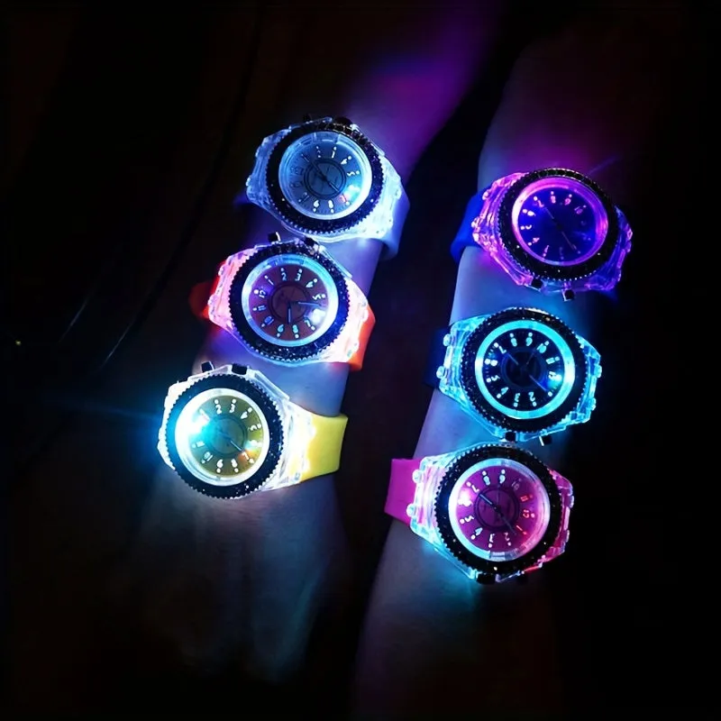 LED Glowing Watches Rhinestone Stubbed Silicone Watches Gift For Birthday Christmas Gift Accessories FS