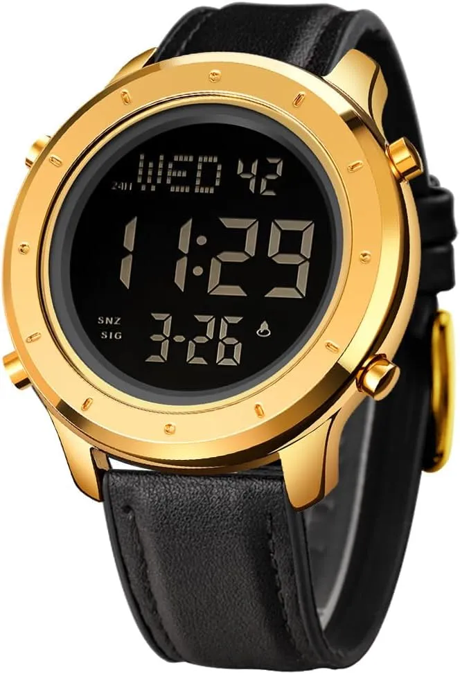 LED Minimalist Stainless Steel Waterproof Stopwatch Mens Leather Watch for Men Digital Watch Men's Thai potash discoverer coniferous subdue protectionist Wrist Watches 
