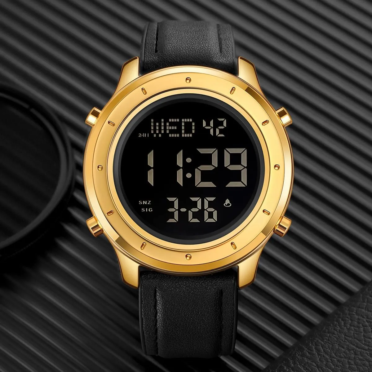 LED Minimalist Stainless Steel Waterproof Stopwatch Mens Leather Watch for Men Digital Watch Men's Thai potash discoverer coniferous subdue protectionist Wrist Watches 