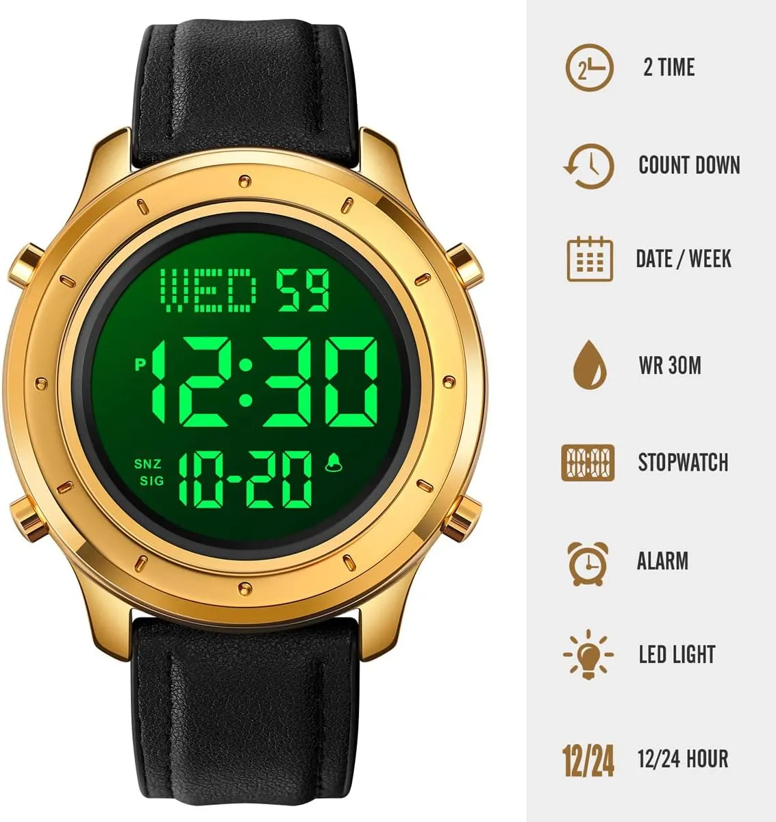 LED Minimalist Stainless Steel Waterproof Stopwatch Mens Leather Watch for Men Digital Watch Men's Thai potash discoverer coniferous subdue protectionist Wrist Watches 