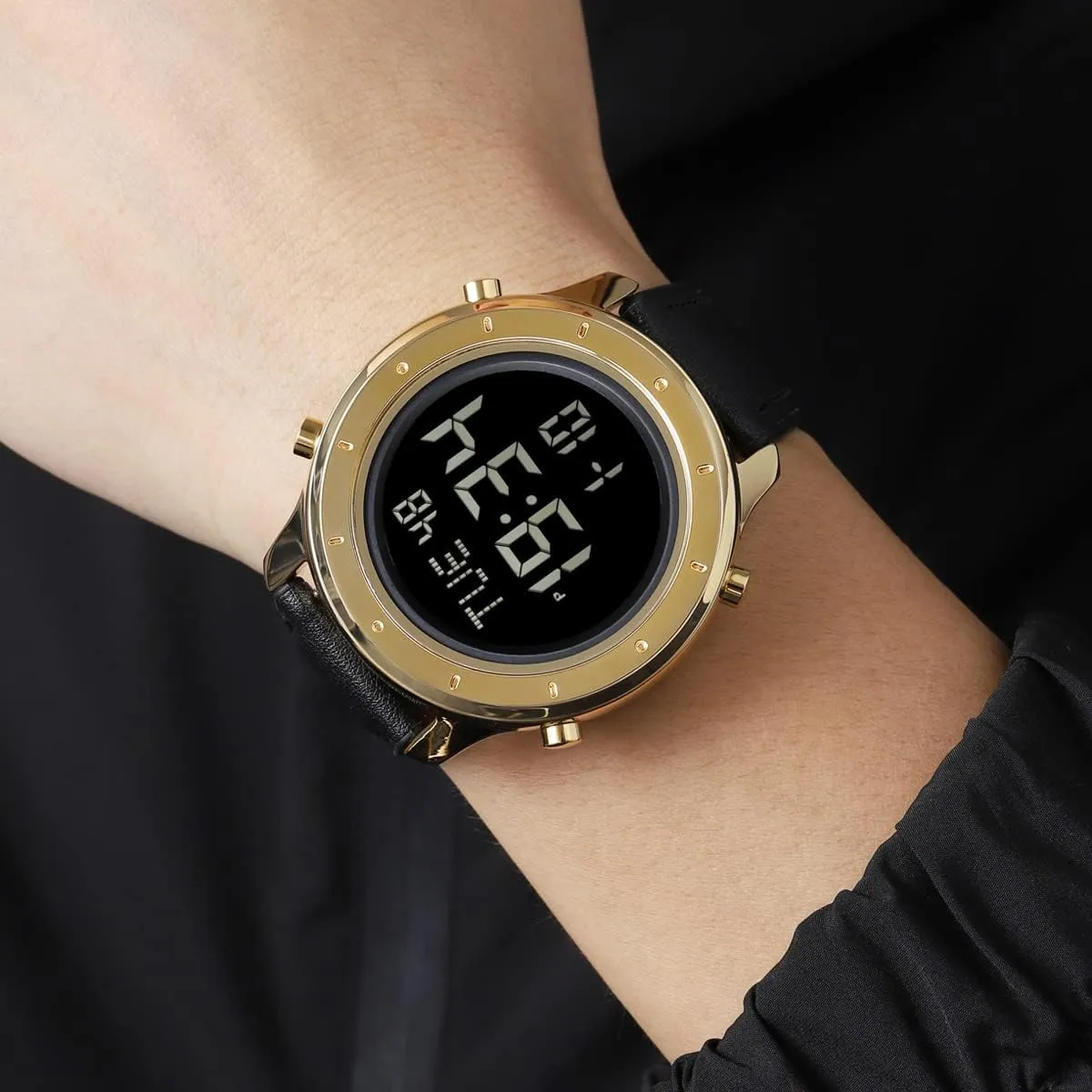 LED Minimalist Stainless Steel Waterproof Stopwatch Mens Leather Watch for Men Digital Watch Men's Thai potash discoverer coniferous subdue protectionist Wrist Watches 