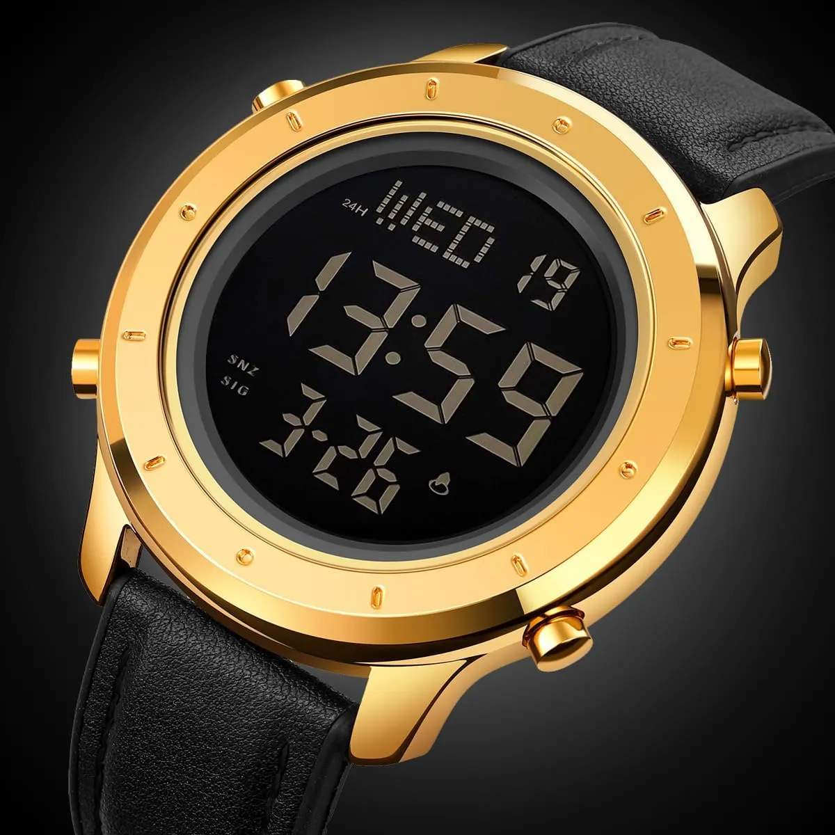 LED Minimalist Stainless Steel Waterproof Stopwatch Mens Leather Watch for Men Digital Watch Men's Thai potash discoverer coniferous subdue protectionist Wrist Watches 