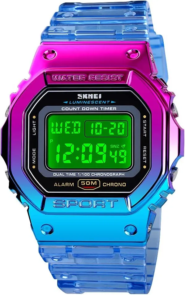 Light Digital Watches Transparent Multifunctional Wristwatch for Men and Women Casual Style Stopwatch Date 5Bar Waterproof Gosasa Outdoor homeland Sport Unisex Watches LED 