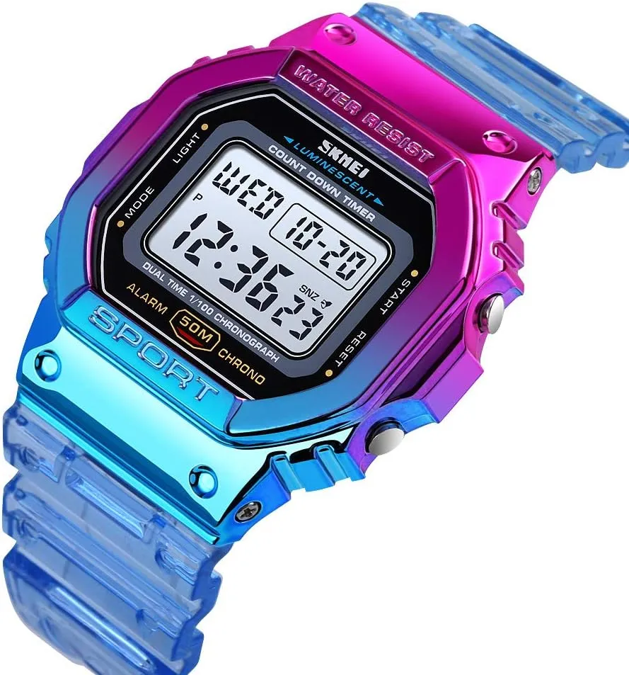 Light Digital Watches Transparent Multifunctional Wristwatch for Men and Women Casual Style Stopwatch Date 5Bar Waterproof Gosasa Outdoor homeland Sport Unisex Watches LED 