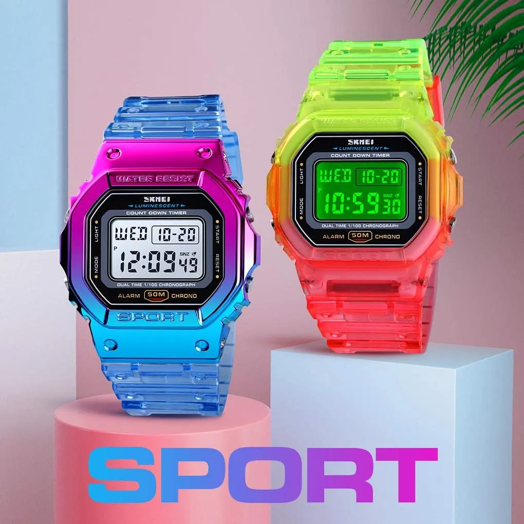 Light Digital Watches Transparent Multifunctional Wristwatch for Men and Women Casual Style Stopwatch Date 5Bar Waterproof Gosasa Outdoor homeland Sport Unisex Watches LED 