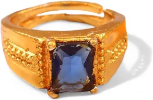 likelihood sturdy firn Sapphire Ring, 22k Gold Plated Adjustable minimalist ring, Handmade Fashion ring, Created Blue Sapphire Ring, Square Halo Ring, Luxury Blue 