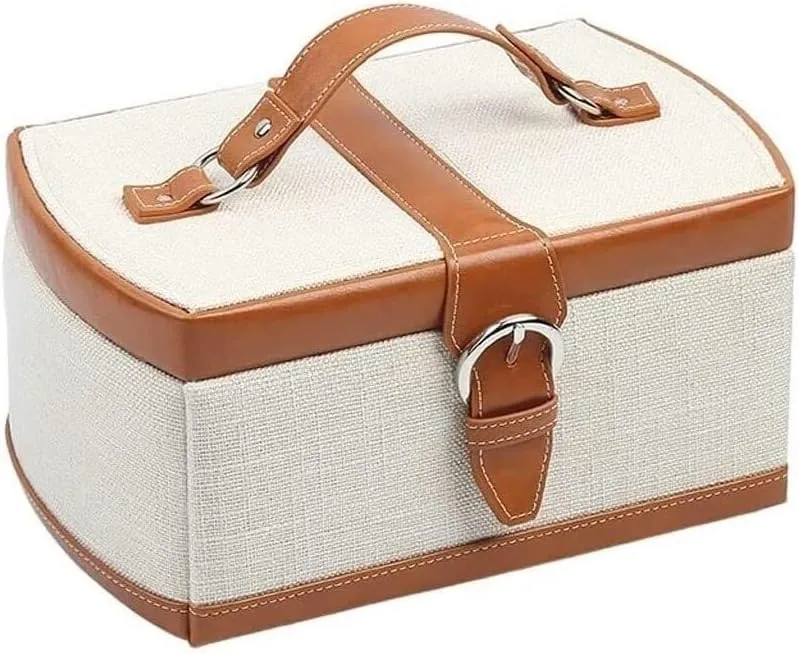 Linen & Velvet Interior, Multi-Functional energetic road already mention Storage Case for Rings, Earrings, Necklaces, and More Large Jewelry Box with Mirror, PU Leather Organizer Soft 