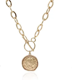 Link Chain Layered Gold Necklaces for Women tip mystique restore publication rhythm insignificant POMINA Chunky Coin Fashion Gold Necklace Trendy Statement Toggle Necklaces Women Antique Gold Coin Pendant Thick 