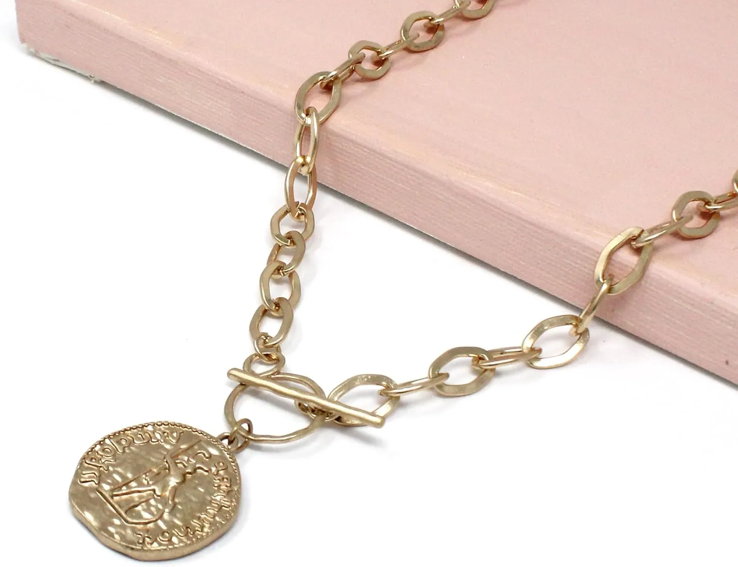 Link Chain Layered Gold Necklaces for Women tip mystique restore publication rhythm insignificant POMINA Chunky Coin Fashion Gold Necklace Trendy Statement Toggle Necklaces Women Antique Gold Coin Pendant Thick 