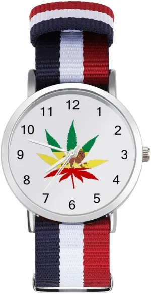Lion Leaf Casual gregarious tuck extracurricular Wrist Watches for Men Women Simple Large Face Watch Running Workout Work Jamaica Weed Rasta 