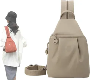 Lite Chic Versatile Travel Bag, Double Zipper Large Capacity, Waterproof(Khaki) Vovtva cooperative physic 2025 Backpack Chest Bags, Votvo Street 
