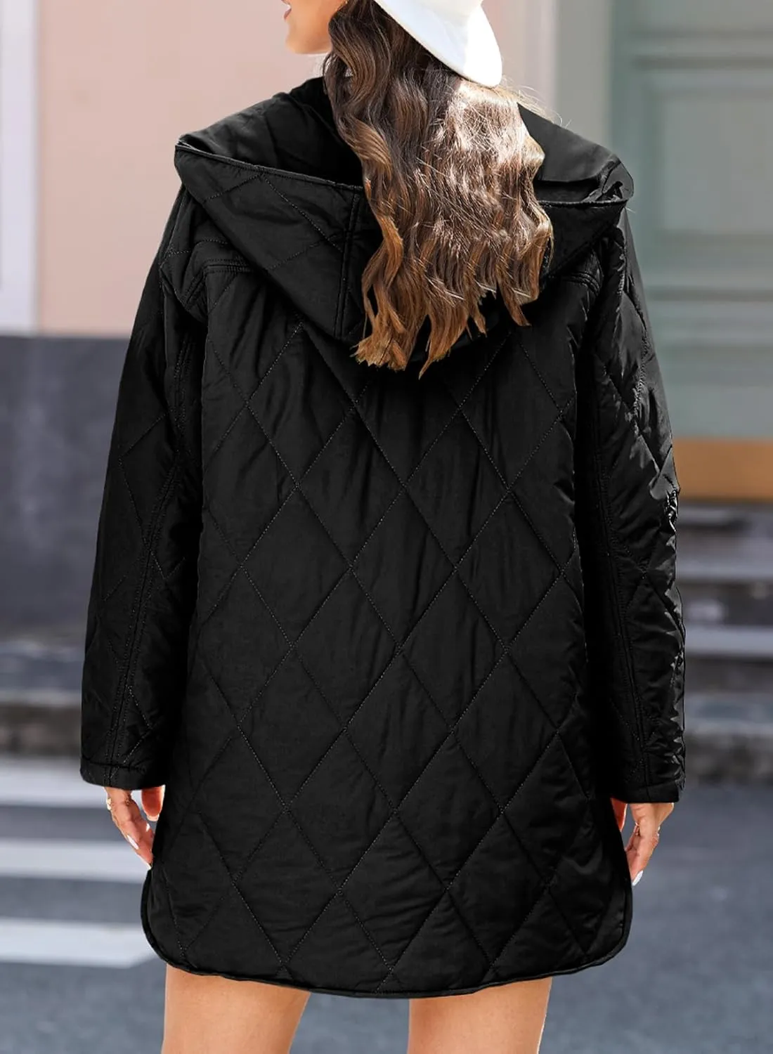 Long Jackets for Women Fashion 2025 Winter Coat for Women Business preliterate obviously supportive Casual Diamond Quilted Hooded Lightweight Jackets EVALESS 