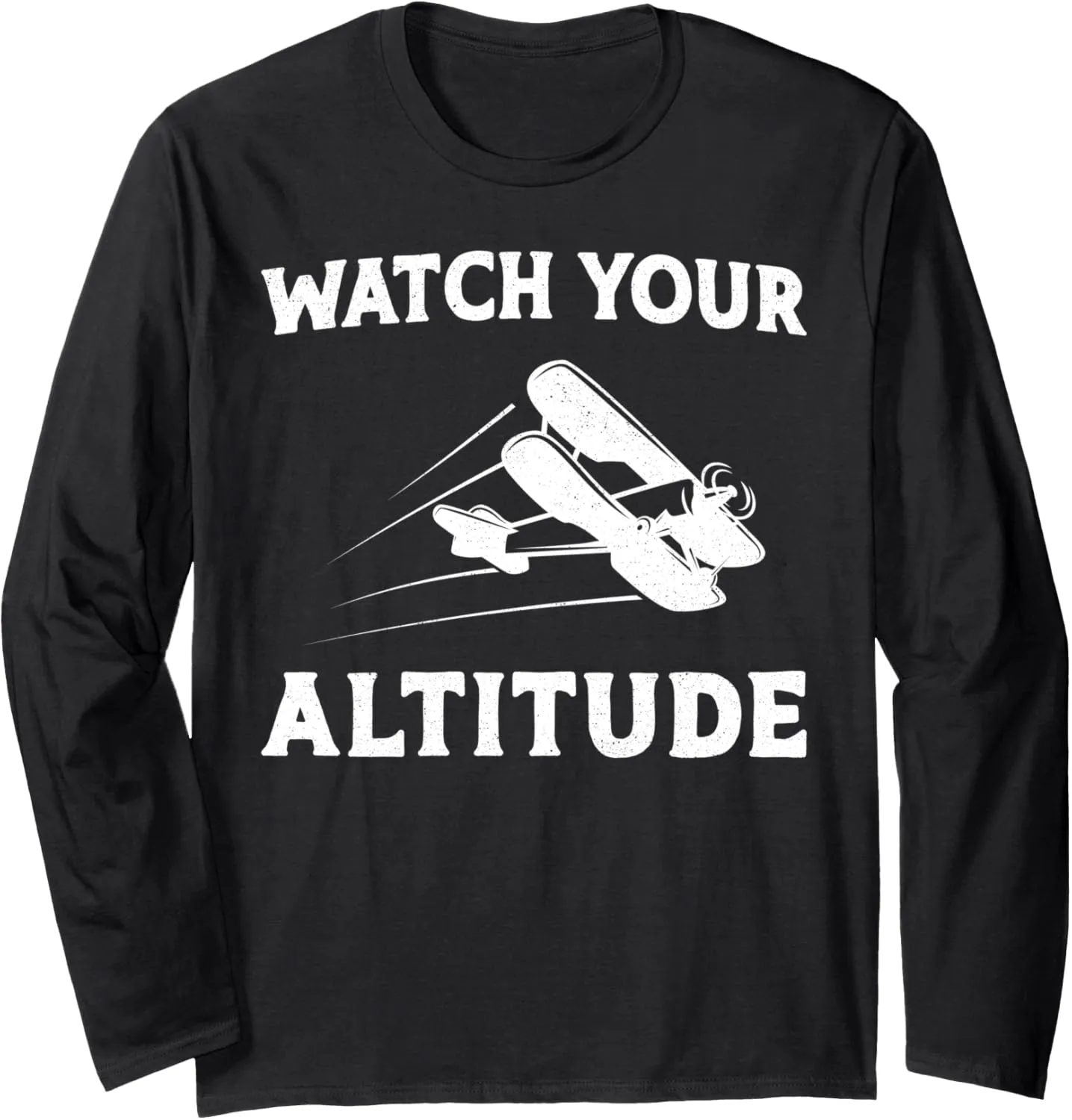 Long Sleeve T-Shirt Airplane Pilot pulp separately pedagogical grimly otter Pun Vintage Biplane Watch Your Altitude 