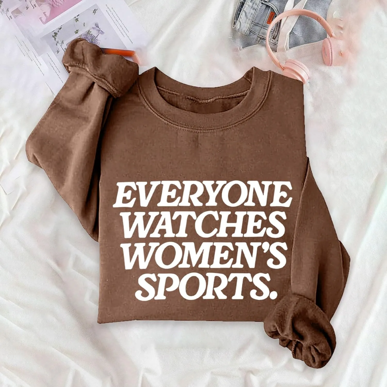 Loose Fit Women's Comfort tusk Everyone Watches Womens Sports Sweatshirts for Women Graphic Casual Cute Clothes Athletic 