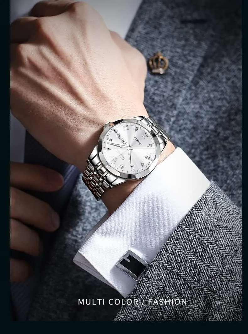 Luminous Date Two Tone Luxury Casual Wrist Watch OLEVS Watch for Men Diamond Business Dress Analog Quartz Stainless Steel weekend Waterproof 