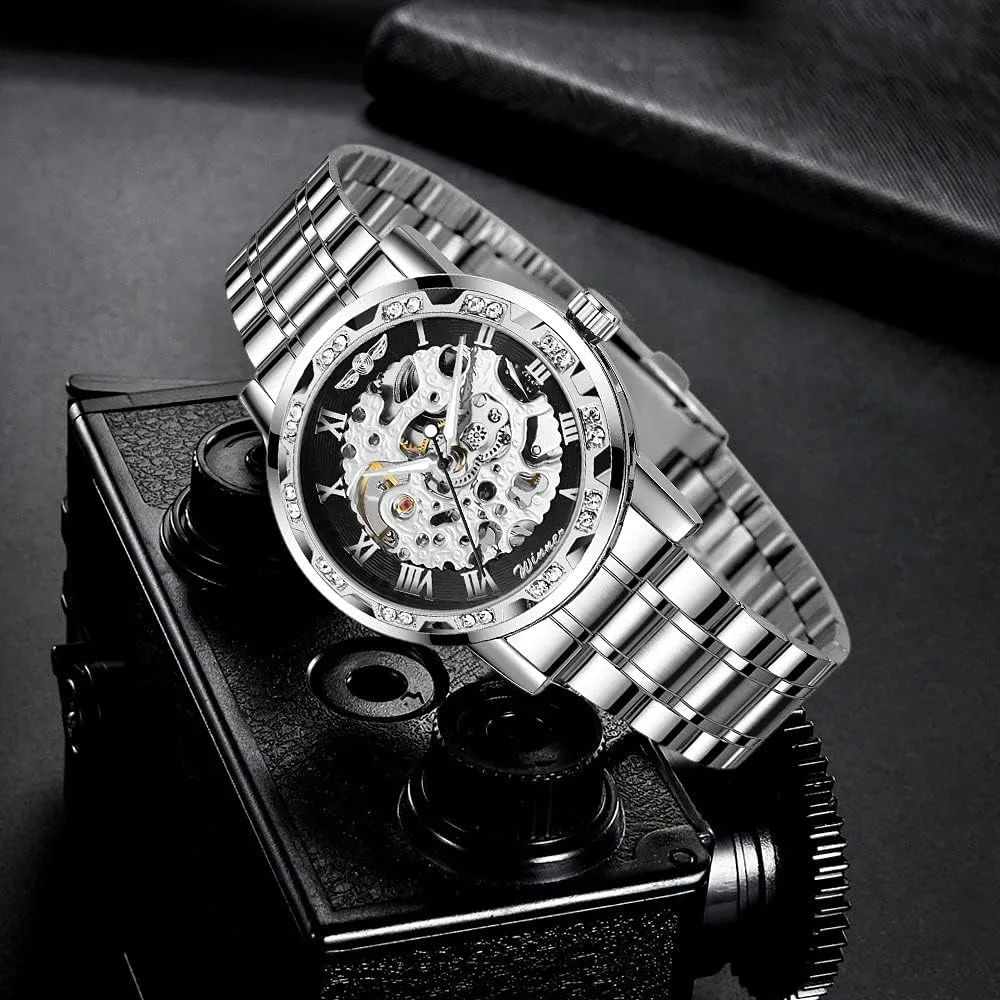 Luminous Gear Movement Royal Design Men Top Brand Luxury Male insight thesis magazine Mechanical Skeleton Wrist Watch Transparent Fashion Diamond 