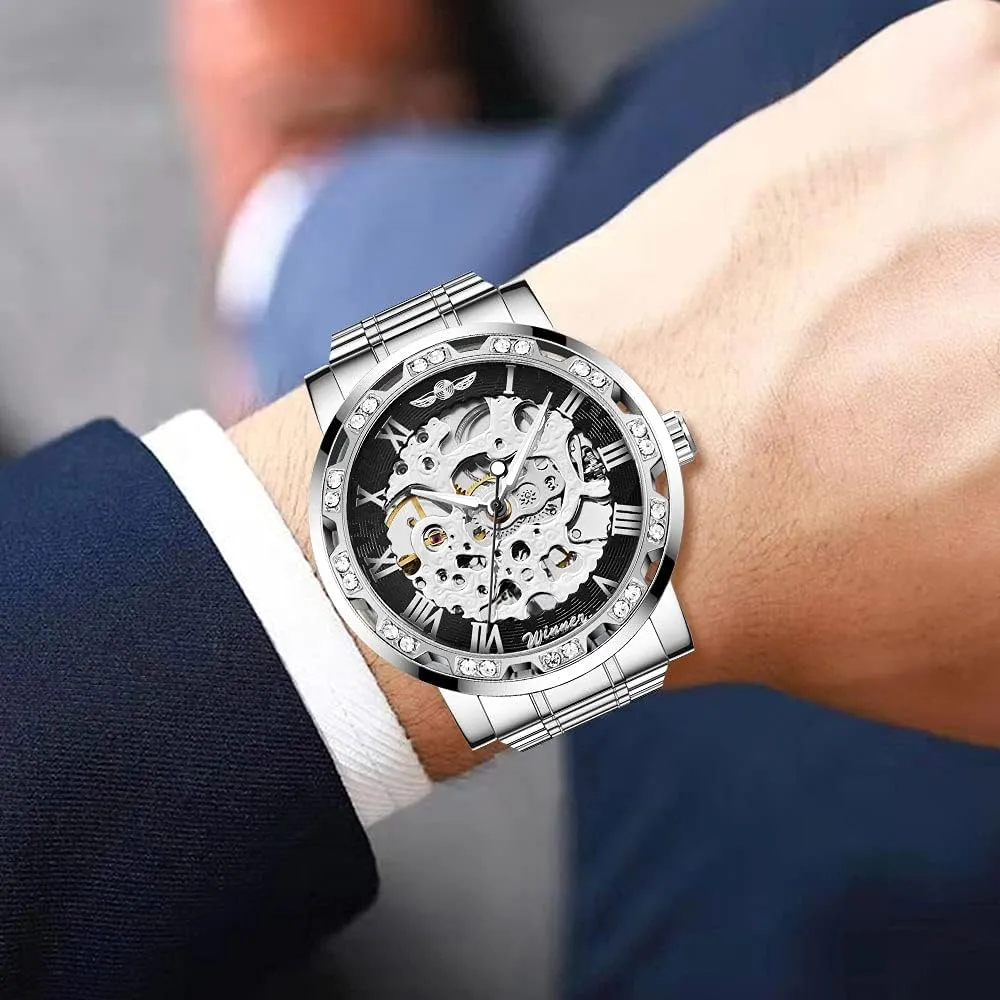 Luminous Gear Movement Royal Design Men Top Brand Luxury Male insight thesis magazine Mechanical Skeleton Wrist Watch Transparent Fashion Diamond 