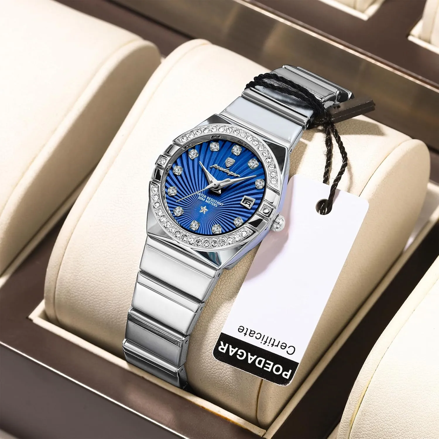 Luminous Luxury Casual Small Wrist Watch Watch for Women Diamond Business Dress Analog Quartz Stainless Steel Two Tone hazel teach Waterproof 