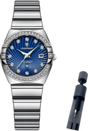 Luminous Luxury Casual Small Wrist Watch Watch for Women Diamond Business Dress Analog Quartz Stainless Steel Two Tone hazel teach Waterproof 