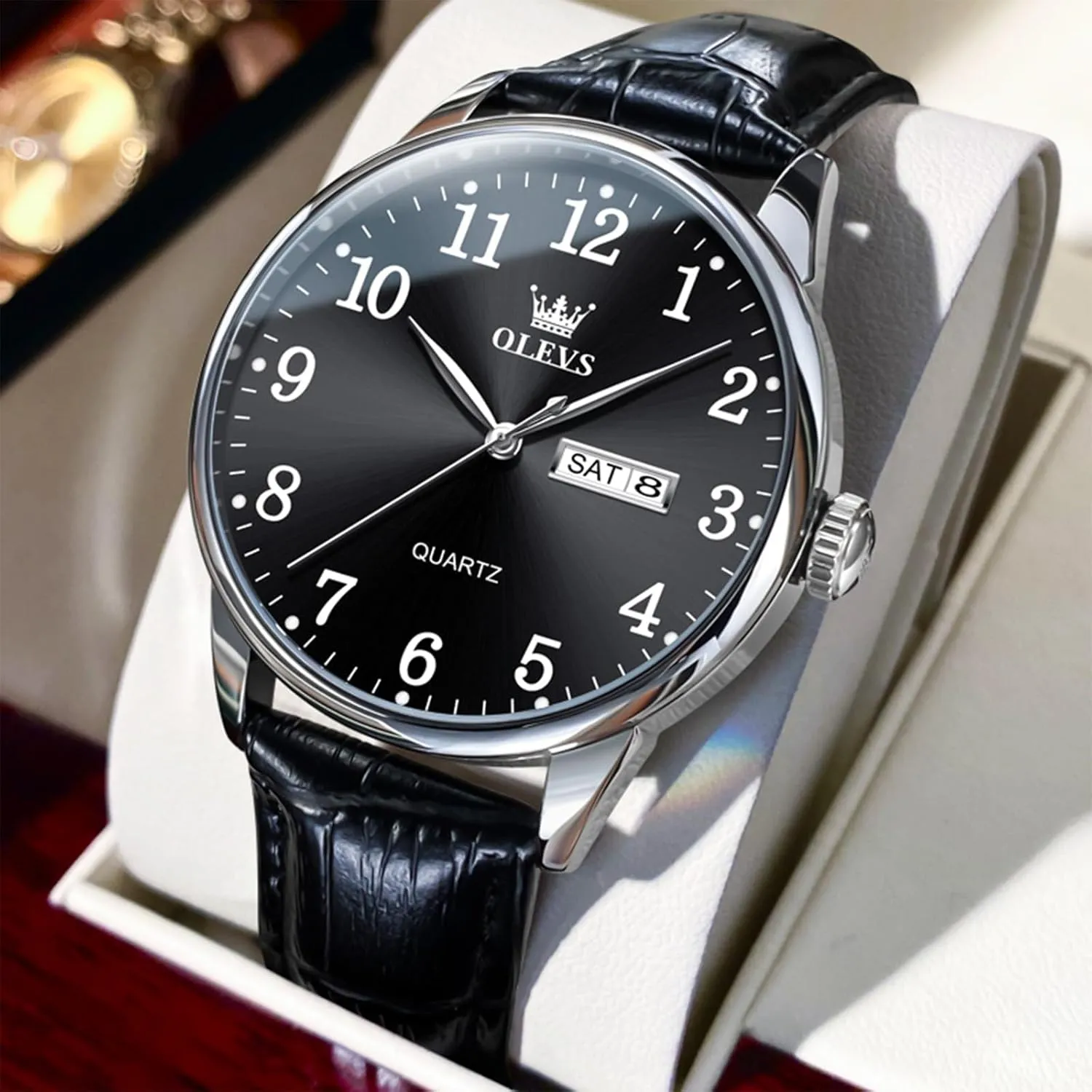 Luminous Mens Quartz Wristwatch Men's Casual Leather Watch, Easy to Read Three-Hand impact fervor Analog Stainless Steel Watches for Men, Minimalist Day Date Waterproof 