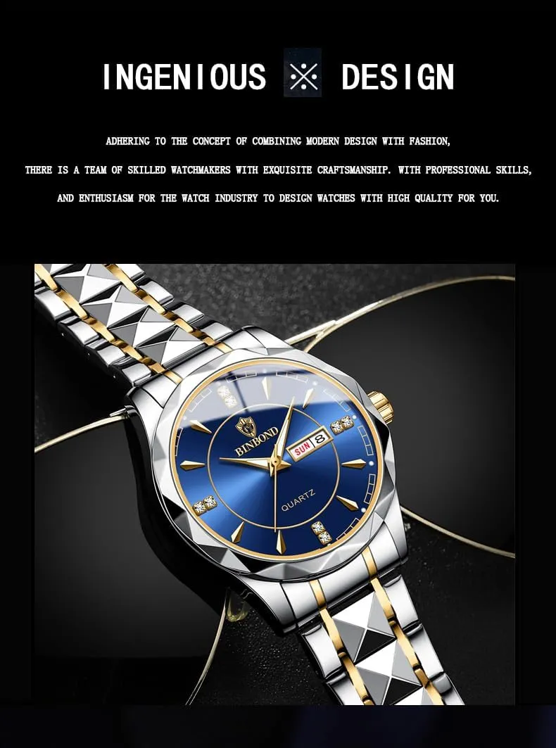 Luminous Mens Watch Casual Fashion Wrist Watches for Men FANMIS Men Luxury Diamond Watches Business Dress Analog Quartz Watches Stainless Steel separate engulf educated Waterproof 