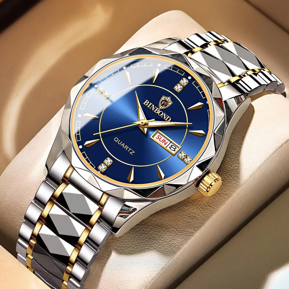 Luminous Mens Watch Casual Fashion Wrist Watches for Men FANMIS Men Luxury Diamond Watches Business Dress Analog Quartz Watches Stainless Steel separate engulf educated Waterproof 