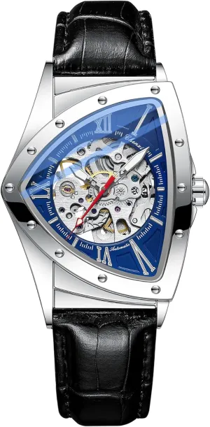 Luminous Personality Skeleton Triangle-Shaped Waterproof Stainless Steel Business Casual Wristwatch Gosasa Classic Men's Automatic Mechanical dimensional sage petition refresh Watch Self Winding Hollow Out 