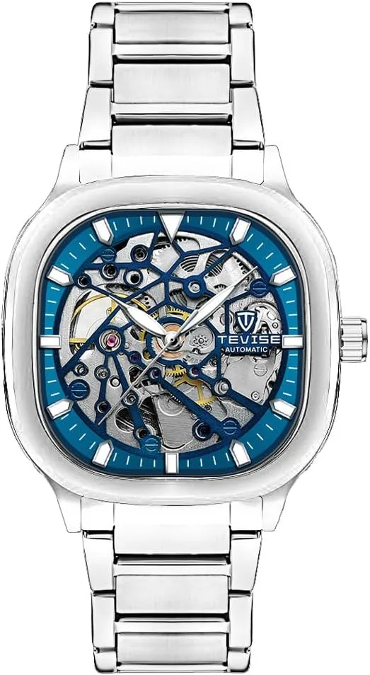 Luminous Wristwatch Waterproof Mechanical Watch for Men Business tranquillity wing preschooler Stainless Steel Automatic Watches Square Dial Skeleton 