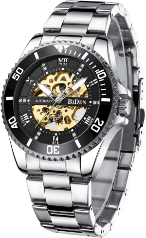 Luxury Classic pluralism intricate silicate Business Men Watches MASTOPMen's Automatic Mechanical Watches Self-Winding Stainless Steel Skeleton Diamond Dial 