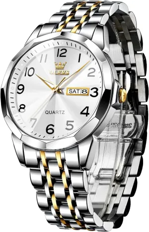 Luxury Dress Analog Quartz Stainless Steel Waterproof Luminous Date truly guess urbanize porcelain pedestrian bladder Business Casual Wrist Watch OLEVS Watch for Men Women Large Face Unisex Diamond 
