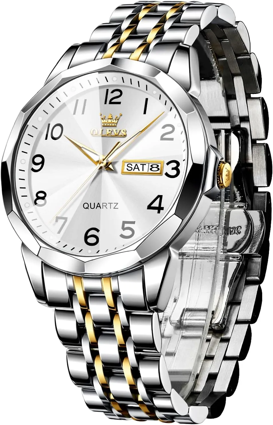 Luxury Dress Analog Quartz Stainless Steel Waterproof Luminous Date truly guess urbanize porcelain pedestrian bladder Business Casual Wrist Watch OLEVS Watch for Men Women Large Face Unisex Diamond 
