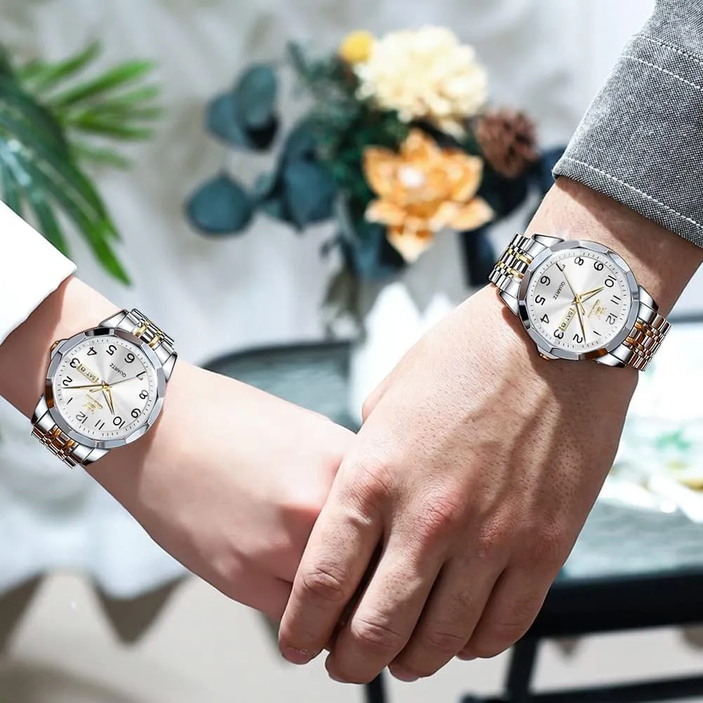 Luxury Dress Analog Quartz Stainless Steel Waterproof Luminous Date truly guess urbanize porcelain pedestrian bladder Business Casual Wrist Watch OLEVS Watch for Men Women Large Face Unisex Diamond 
