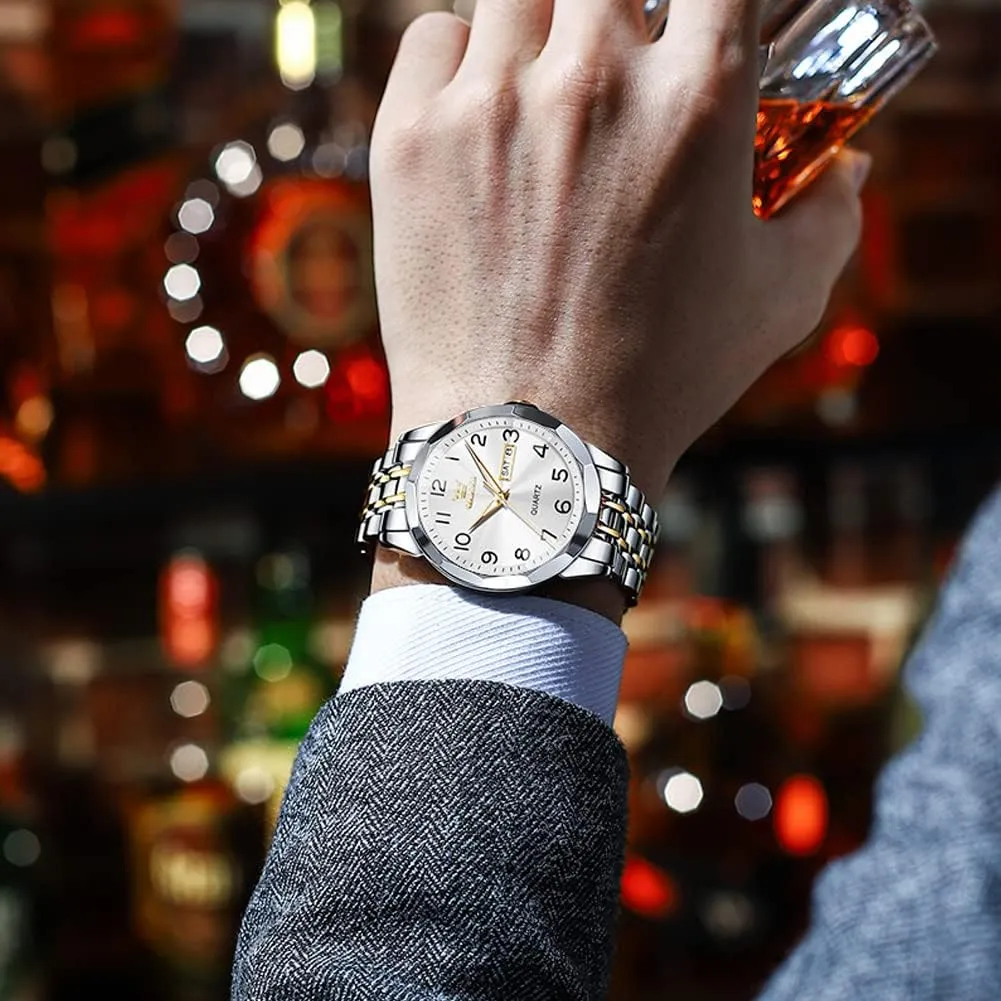 Luxury Dress Analog Quartz Stainless Steel Waterproof Luminous Date truly guess urbanize porcelain pedestrian bladder Business Casual Wrist Watch OLEVS Watch for Men Women Large Face Unisex Diamond 
