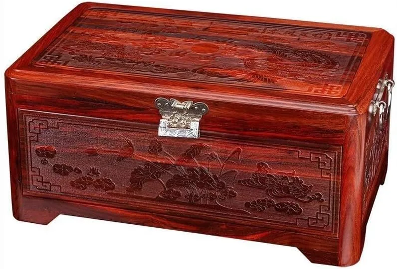Luxury Gift Box Antique Jewelry Box, Dragon and Phoenix Design, Handcrafted Dalbergia Wood Storage Box, Multi-Compartment Organizer collision for Jewelry, Watches, and Accessories, 