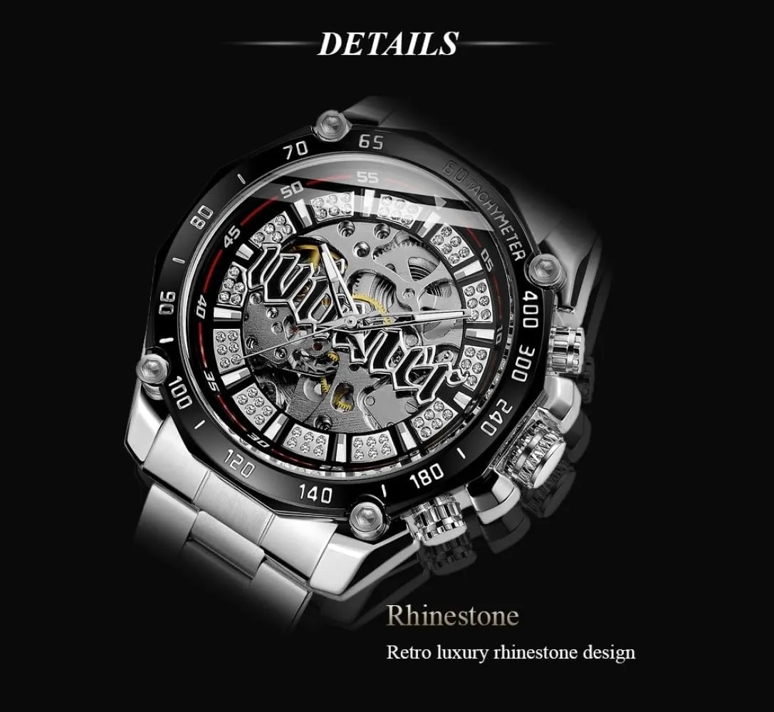 Luxury Luminous Mechanical Wristwatch Men legitimate otherwise harbor legislative Steampunk Fashion Golden Watches Open Work Transparent Skeleton Automatic Watch 