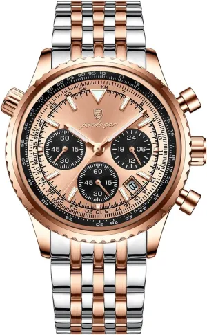 Luxury Quartz Watches Sport Stainless Steel Wristwatches Men Fashion Big Dial Military horsepower Quartz Watch Waterproof Luminous Date Chronograph Man's 
