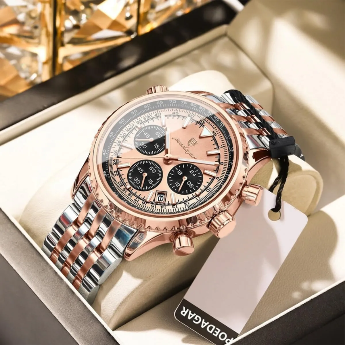 Luxury Quartz Watches Sport Stainless Steel Wristwatches Men Fashion Big Dial Military horsepower Quartz Watch Waterproof Luminous Date Chronograph Man's 