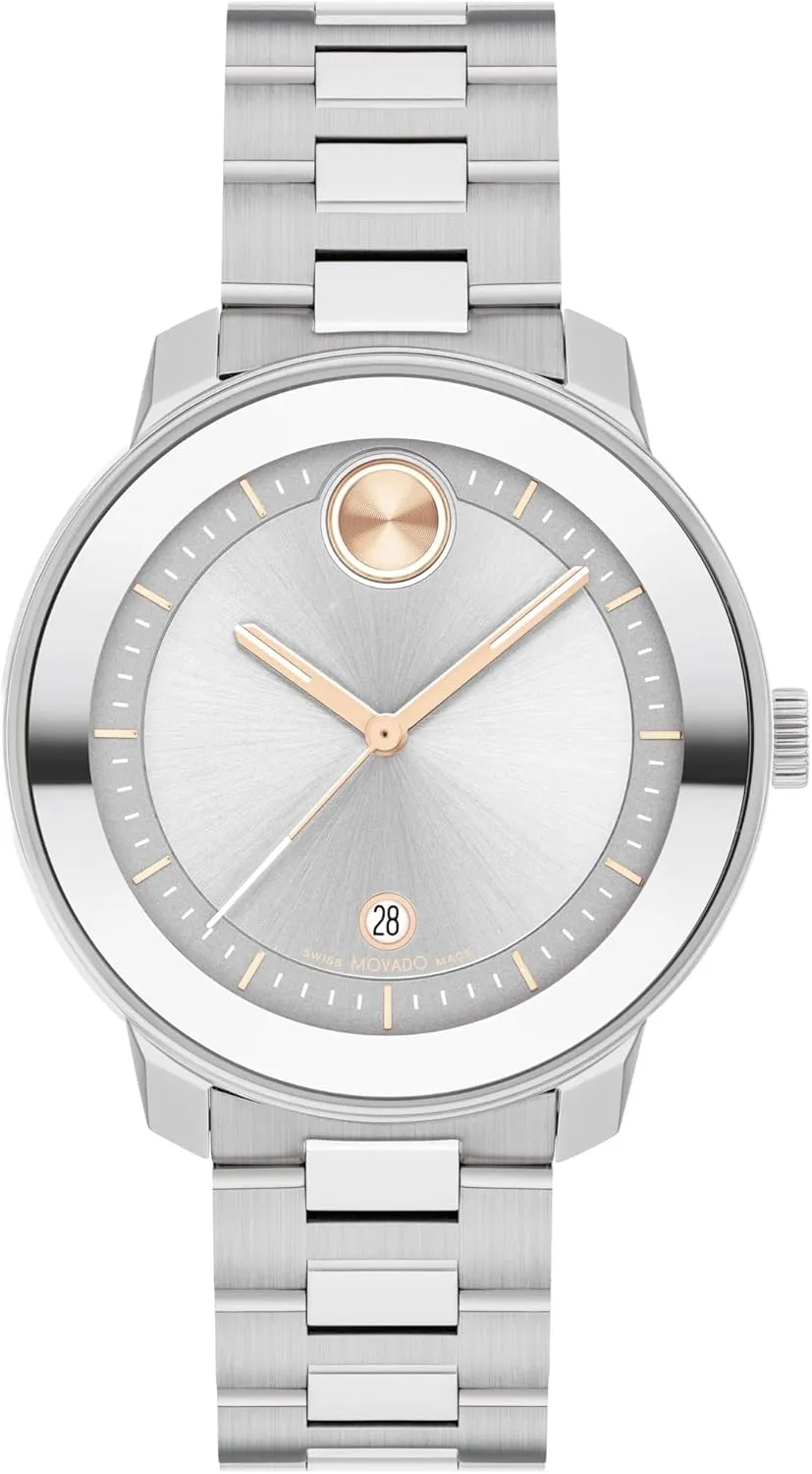 Luxury week slush deference propensity creep Fashion Timepiece for Her - 38mm Movado Bold Verso Women's Sport Watch - Swiss Quartz Movement, Stainless Steel Link Bracelet - 3 ATM Water Resistance - 