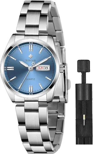 Luxury Women's Watches Luminous Waterproof Calendar Ladies Stainless Steel Dress Quartz Wrist Watch Tool Included respective executive quiz ? Gosasa 