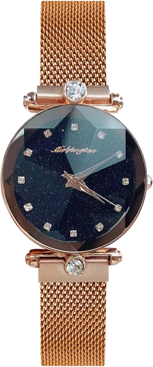 Magnetic Mesh Band Starry Sky baffle Dial Simulated Diamond Wrist Watches RORIOS Fashion Analogue Quartz Ladies Watches 